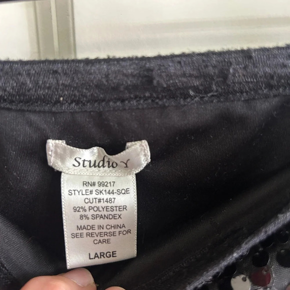 EUC size Large black sequin mini skirt by Studio Y. Perfect for the holidays! - Picture 3 of 6